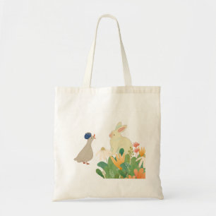 Whimsical Bunny & Bird in Bloom - Niedlicher Frühl Tragetasche