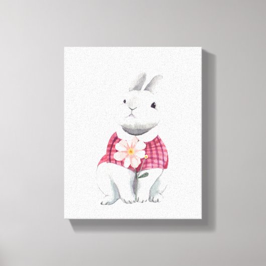 Whimsical Bunny Blume Holz Kinderzimmer Dekoration Leinwanddruck (Vorderseite)