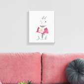 Whimsical Bunny Blume Holz Kinderzimmer Dekoration Leinwanddruck (Insitu (Wohnzimmer))