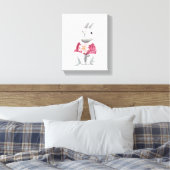 Whimsical Bunny Blume Holz Kinderzimmer Dekoration Leinwanddruck (Insitu (Schlafzimmer))