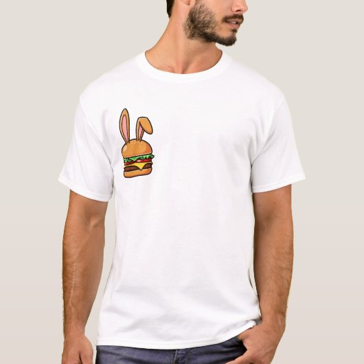 Whimsical Bunny Burger Illustration with Playful T-Shirt (Vorderseite)
