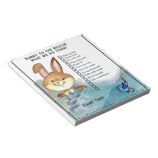 Whimsical Bunny Chore Chart Notepad | Kids Notizblock (angewinkelt)