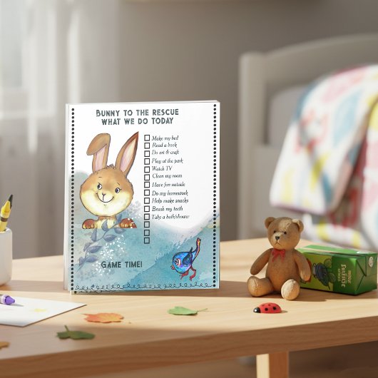 Whimsical Bunny Chore Chart Notepad | Kids  Notizblock