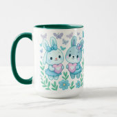 Whimsical Bunny Couple Ceramic Mug Tasse (Links)