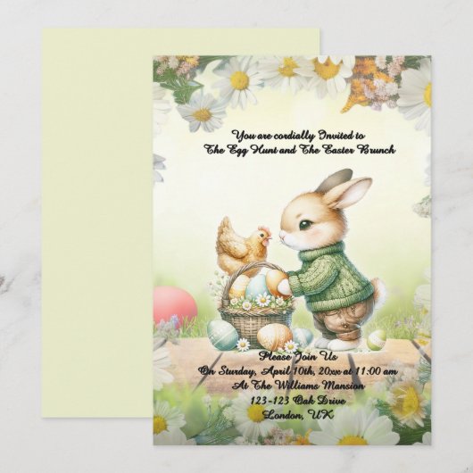 - Whimsical Bunny Easter Brunch & Egg Hunt Invitat Einladung (Vorne/Hinten)