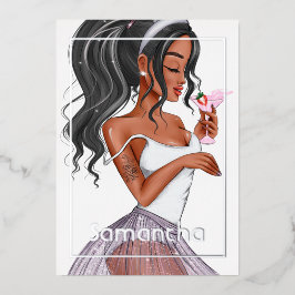 Whimsical Bunny Easter Geburtstags Cocktail Girl Folieneinladung