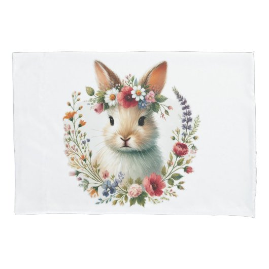 Whimsical Bunny Face Kissenbezug (Vorderseite)