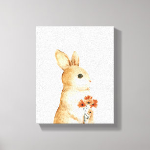 Whimsical Bunny Floral Woodland Kinderzimmer Dekor Leinwanddruck