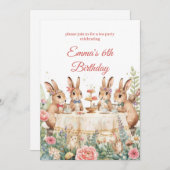 Whimsical Bunny Garden Tea Party Birthday Einladung (Vorne/Hinten)