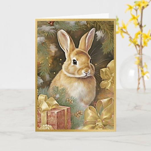 Whimsical Bunny Gilatures Karte (Gelbe Blume)