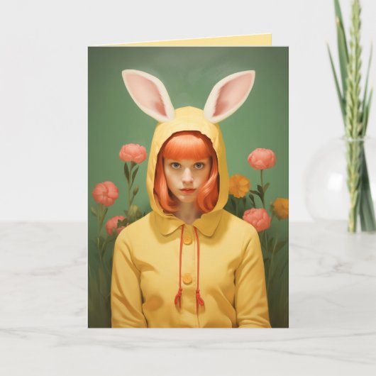 Whimsical Bunny Hooded Girl Einladung (Vorderseite)