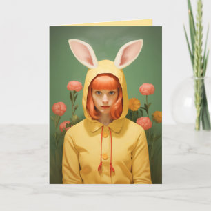 Whimsical Bunny Hooded Girl Einladung