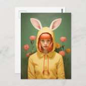 Whimsical Bunny Hooded Girl Postkarte (Vorne/Hinten)