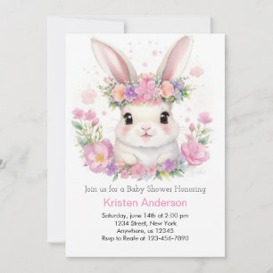 Whimsical Bunny Meadow Girl Baby Dusche Einladung