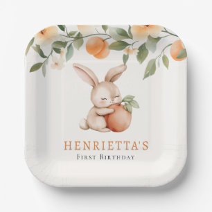 Whimsical Bunny Pfirsichgarten-Baby-Party  Pappteller