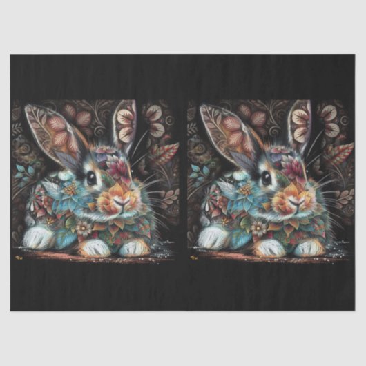 Whimsical Bunny Rabbit Abstrakte Decoupage Seidenpapier (Vorderseite)