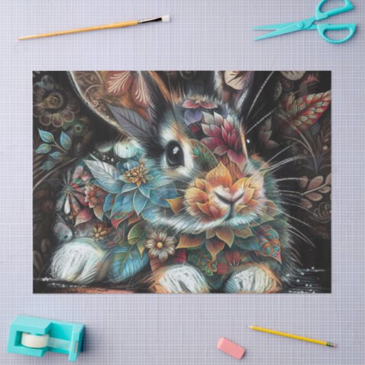 Whimsical Bunny Rabbit Abstrakte Decoupage Seidenpapier (Basteln)