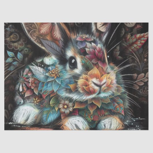 Whimsical Bunny Rabbit Abstrakte Decoupage Seidenpapier (Vorderseite)