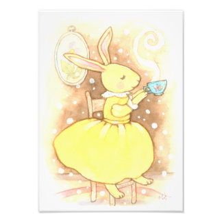 Whimsical Bunny Rabbit Cup of Tea Illustration Fotodruck