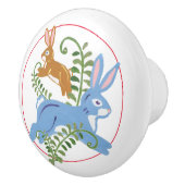 Whimsical Bunny Rabbit Folk Rustikales Kinderzimme Keramikknauf (Rechts)