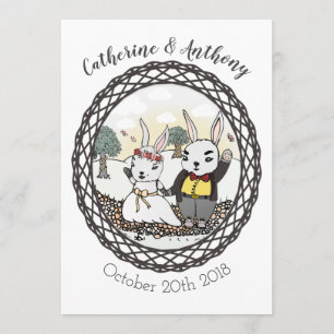 Whimsical Bunny Rabbit Hochzeit Einladung