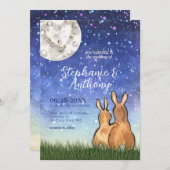 Whimsical Bunny Rabbit Moon Stars Einzigartige Hoc Einladung (Vorne/Hinten)