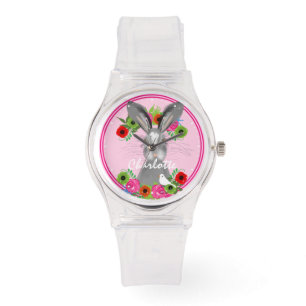 Whimsical Bunny Rabbit Niedlich Personalisiert Armbanduhr