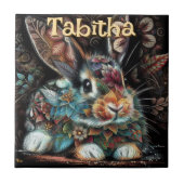 Whimsical Bunny Rabbit Personalisiert Fliese (Vorderseite)
