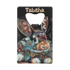 Whimsical Bunny Rabbit Personalisiert Geldbeutel Flaschenöffner