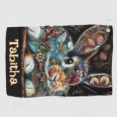 Whimsical Bunny Rabbit Personalisiert Golfhandtuch (Horizontal)
