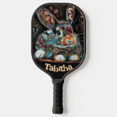 Whimsical Bunny Rabbit Personalisiert Pickleball Schläger (Rückseite)
