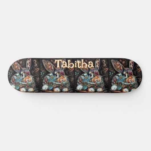 Whimsical Bunny Rabbit Personalisiert Skateboard (Horizontal)
