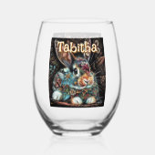 Whimsical Bunny Rabbit Personalisiert Weinglas Ohne Stiel (Rückseite)