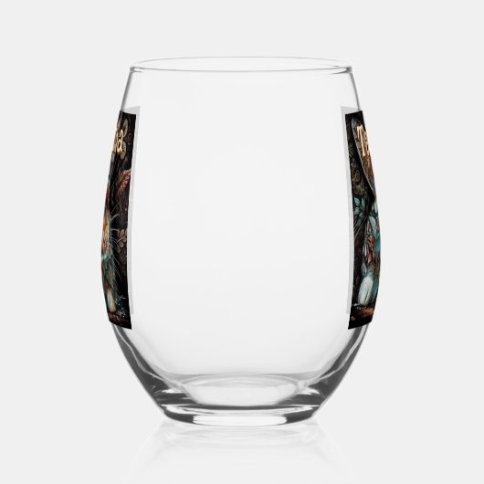 Whimsical Bunny Rabbit Personalisiert Weinglas Ohne Stiel (Rechts)