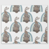 Whimsical Bunny Rabbit Teapot Rainbow Geschenkpapier (Flach)