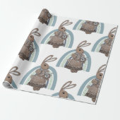 Whimsical Bunny Rabbit Teapot Rainbow Geschenkpapier (Ungerollt)