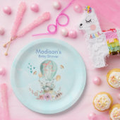 Whimsical Bunny Riding in einem Balloon Baby Dusch Pappteller (Party)