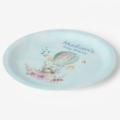 Whimsical Bunny Riding in einem Balloon Baby Dusch Pappteller (Schrägansicht)