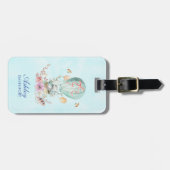 Whimsical Bunny Riding in einem Heißluftballon Cus Gepäckanhänger (Vorderseite horizontal)