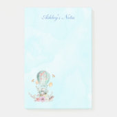 Whimsical Bunny Riding in einem Heißluftballon Cus Post-it Klebezettel (Vorderseite)