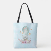 Whimsical Bunny Riding in einem Heißluftballon Cus Tasche (Rückseite)