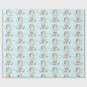 Whimsical Bunny Riding in einem Heißluftballon Geschenkpapier (Flach)