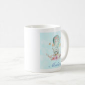 Whimsical Bunny Riding in einem Heißluftballon Kaffeetasse (VorderseiteRechts)