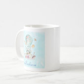 Whimsical Bunny Riding in einem Heißluftballon Kaffeetasse (Vorderseite Links)