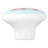 Whimsical Bunny Riding in einem Heißluftballon Keramikknauf (Seitenansicht)