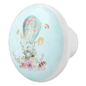 Whimsical Bunny Riding in einem Heißluftballon Keramikknauf (Rechts)