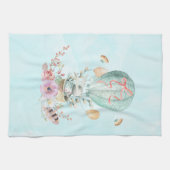 Whimsical Bunny Riding in einem Heißluftballon Küchentuch (Horizontal)