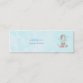 Whimsical Bunny Riding in einem Heißluftballon Mini Visitenkarte (Rückseite)