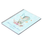 Whimsical Bunny Riding in einem Heißluftballon Notizblock (Linke Seite)