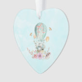 Whimsical Bunny Riding in einem Heißluftballon Ornament (Vorderseite)